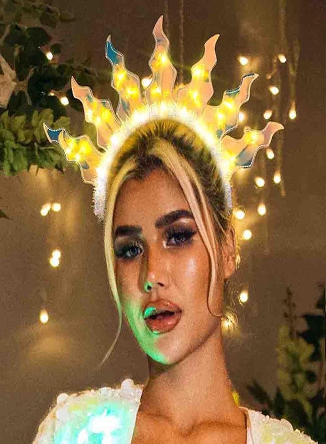 Zoestar Light Up Sun Headbands LED Goddess Halo Crown Headband Flame Hair Accessories for Women - Image 2