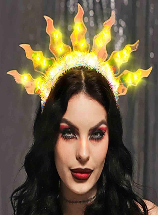 Zoestar Light Up Sun Headbands LED Goddess Halo Crown Headband Flame Hair Accessories for Women - Image 4