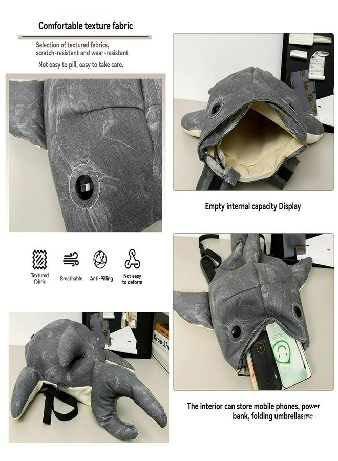 BlingKicks Large Capacity Whale Shark Backpack Cute Street Fashion Bag for Adults Ita bag (Dark grey) - Image 5