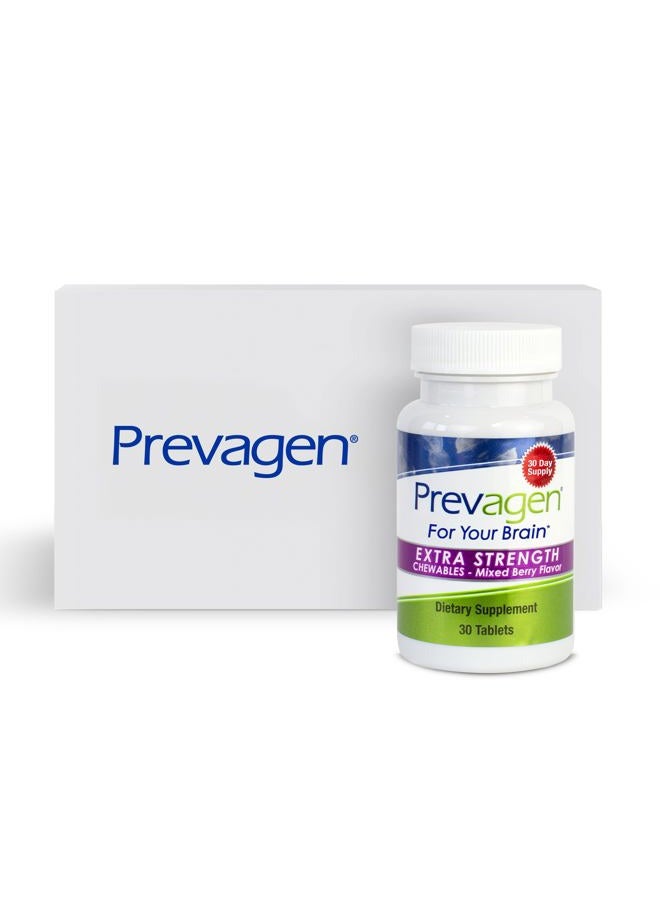 Prevagen Extra Strength 20mg, 30 Chewables|Mixed Berry-1 Pack|with Apoaequorin & Vitamin D with Attractive and Stackable Prevagen Storage Box - Image 1