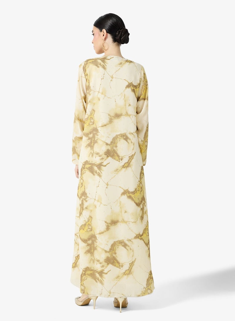 hayas closet Printed Abaya With Sheila - Image 5