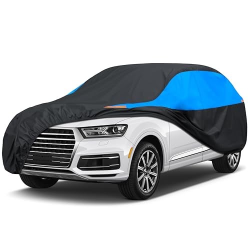 MORNYRAY Waterproof Car Cover All Weather Snowproof UV Protection Windproof Outdoor Full car Cover, Universal Fit for Sedan (Blue, S3-Fit SUV Length(191-201 inch)) - Image 1