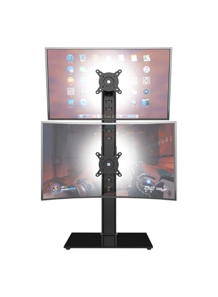 erorex Dual Monitor Stand - Vertical Stack Screen Free-Standing Monitor Riser Fits Two 13 to 34 Inch Screen with Swivel, Tilt, Height Adjustable, Holds One (1) Screen up to 20kg HT05B-002P - Image 1