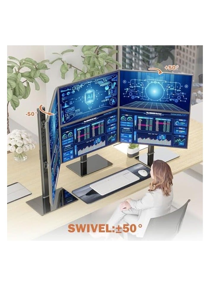 erorex Dual Monitor Stand - Vertical Stack Screen Free-Standing Monitor Riser Fits Two 13 to 34 Inch Screen with Swivel, Tilt, Height Adjustable, Holds One (1) Screen up to 20kg HT05B-002P - Image 2