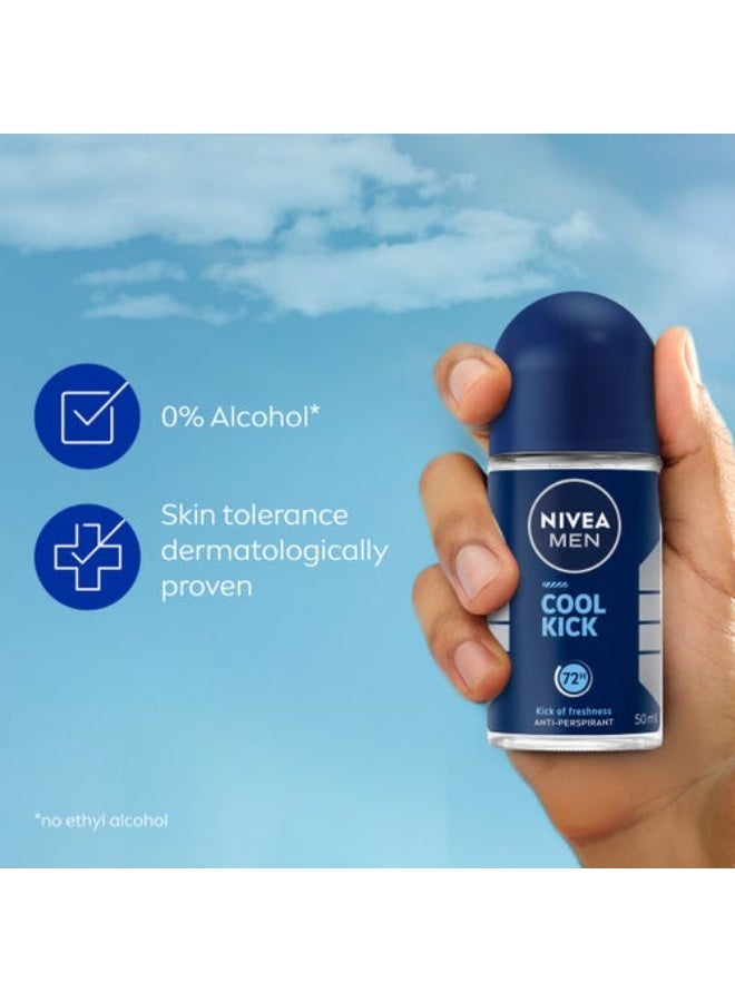 NIVEA MEN Cool Kick, Deodorant for Men, Fresh Scent, Roll-on 50ml - Image 3