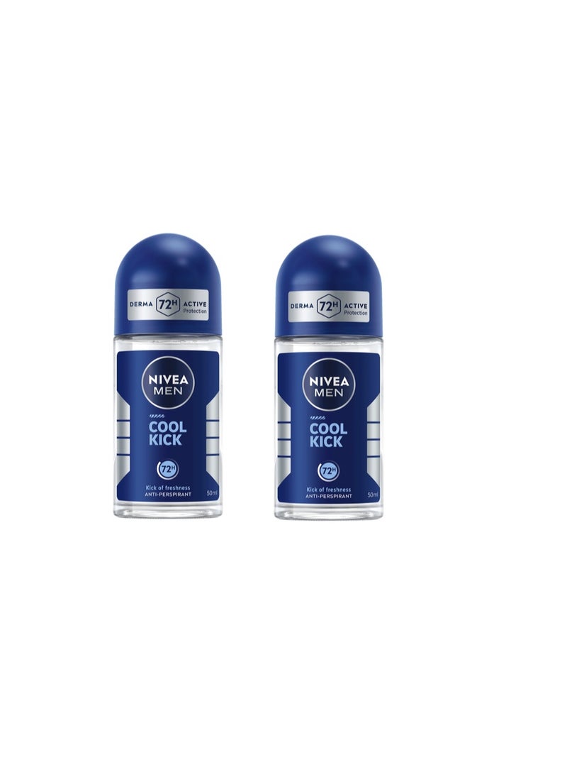 NIVEA MEN Cool Kick, Deodorant for Men, Fresh Scent, Roll-on 50ml - Image 1