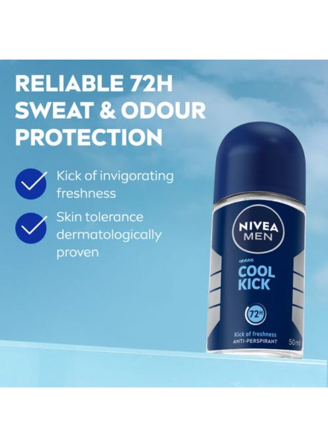 NIVEA MEN Cool Kick, Deodorant for Men, Fresh Scent, Roll-on 50ml - Image 2
