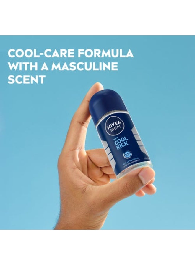 NIVEA MEN Cool Kick, Deodorant for Men, Fresh Scent, Roll-on 50ml - Image 4