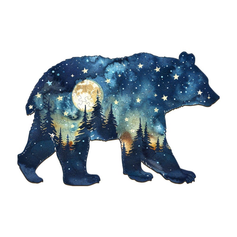 Jigfoxy Wooden Puzzles for Adults Astral Bear Wood Puzzle for Adults Unique AnimalShaped Wooden Jigsaw Puzzle Christmas Thanksgiving Gifts for Family and Friends M122 81in145pcs - Image 3