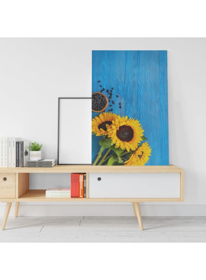 Home Gallery Blooming yellow sunflowers with sunflower seeds Printed canvas wall art 120x80 - Image 1