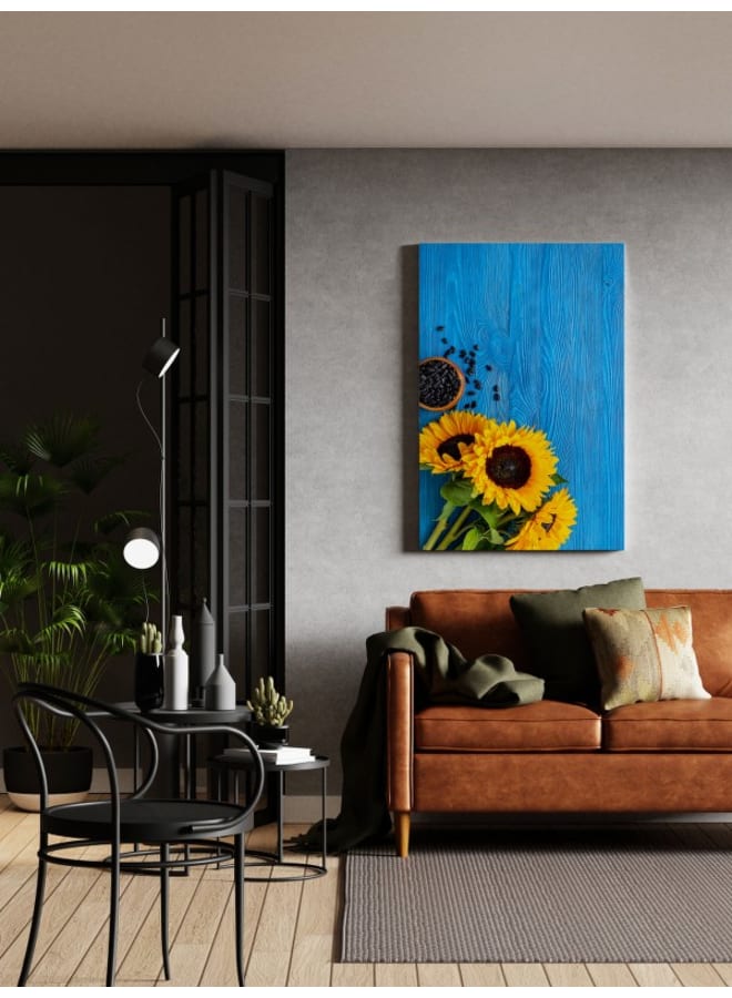 Home Gallery Blooming yellow sunflowers with sunflower seeds Printed canvas wall art 120x80 - Image 5