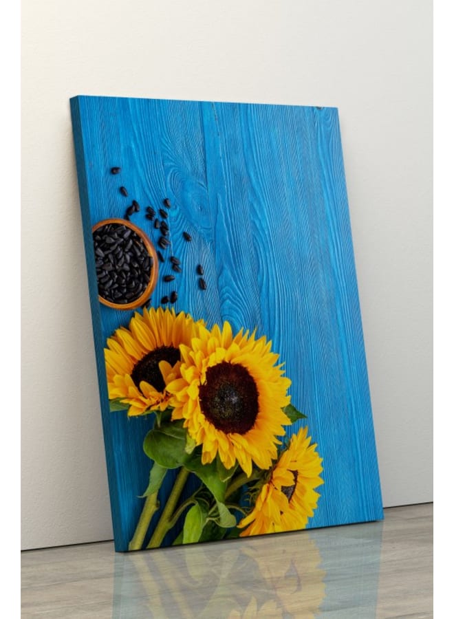 Home Gallery Blooming yellow sunflowers with sunflower seeds Printed canvas wall art 120x80 - Image 3