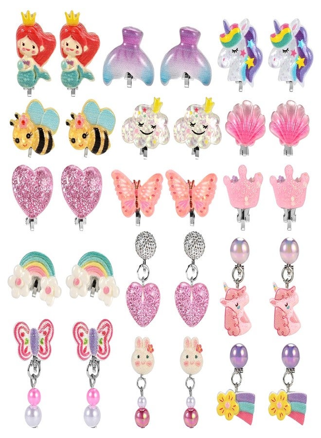 Faburo 15 Pairs Clip on Earrings for Girls 4-6 10-12, Cute Kids Clip on Earrings for Teens Girls, Little Girl Toddler Earring Ages 5-7 8-12 Hypoallergenic - Image 1
