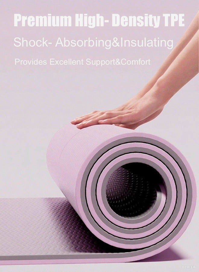 سجادة يوجا عريضة إضافية غير قابلة للانزلاق للنساء، سجادة تمارين سميكة مع تقليل الضوضاء، مثالية للتمارين المنزلية والرقص ونط الحبل والبيلاتس (سجادة أرضية مبطنة فاخرة)183*61cm - Image 3