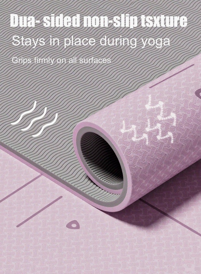سجادة يوجا عريضة إضافية غير قابلة للانزلاق للنساء، سجادة تمارين سميكة مع تقليل الضوضاء، مثالية للتمارين المنزلية والرقص ونط الحبل والبيلاتس (سجادة أرضية مبطنة فاخرة)183*61cm - Image 2