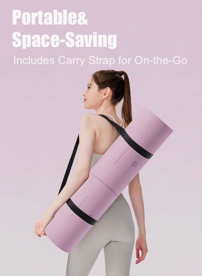 سجادة يوجا عريضة إضافية غير قابلة للانزلاق للنساء، سجادة تمارين سميكة مع تقليل الضوضاء، مثالية للتمارين المنزلية والرقص ونط الحبل والبيلاتس (سجادة أرضية مبطنة فاخرة)183*61cm - Image 5