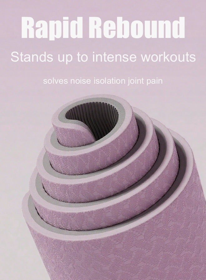 سجادة يوجا عريضة إضافية غير قابلة للانزلاق للنساء، سجادة تمارين سميكة مع تقليل الضوضاء، مثالية للتمارين المنزلية والرقص ونط الحبل والبيلاتس (سجادة أرضية مبطنة فاخرة)183*61cm - Image 4