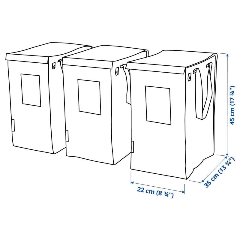 Baitique Waste Sorting Bags, Set of 3, White/Light Grey/Dark Grey, 35 L Each - Image 5