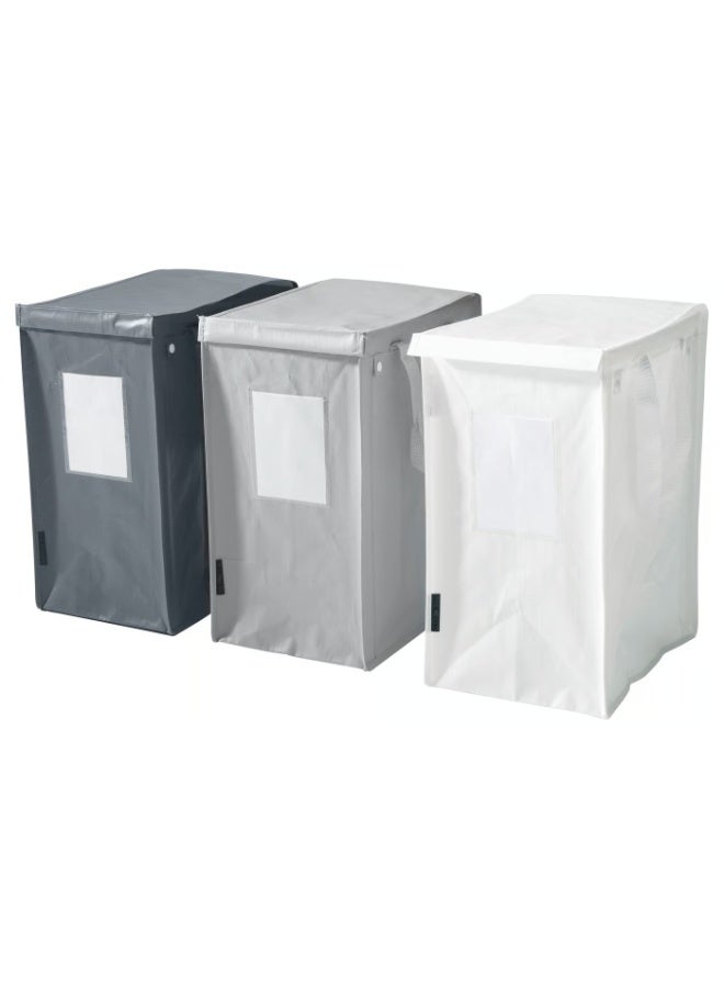 Baitique Waste Sorting Bags, Set of 3, White/Light Grey/Dark Grey, 35 L Each - Image 1