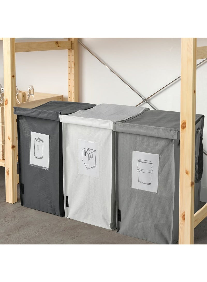 Baitique Waste Sorting Bags, Set of 3, White/Light Grey/Dark Grey, 35 L Each - Image 2