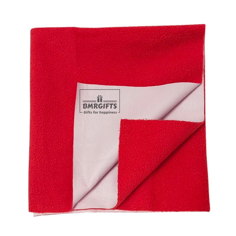 BMRGIFTS Cotton Extra Absorbent Waterproof Quick Dry Sheet for Baby Washable Bed & Mattress Protector Sheet for Toddler Children Pack of 3 Large Size, 100x140 cm Baby Pink, Dark Blue & Red - Image 3