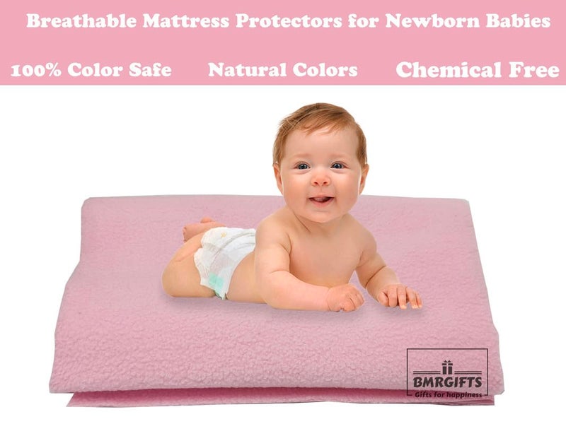 BMRGIFTS Cotton Extra Absorbent Waterproof Quick Dry Sheet for Baby Washable Bed & Mattress Protector Sheet for Toddler Children Pack of 3 Large Size, 100x140 cm Baby Pink, Dark Blue & Red - Image 2