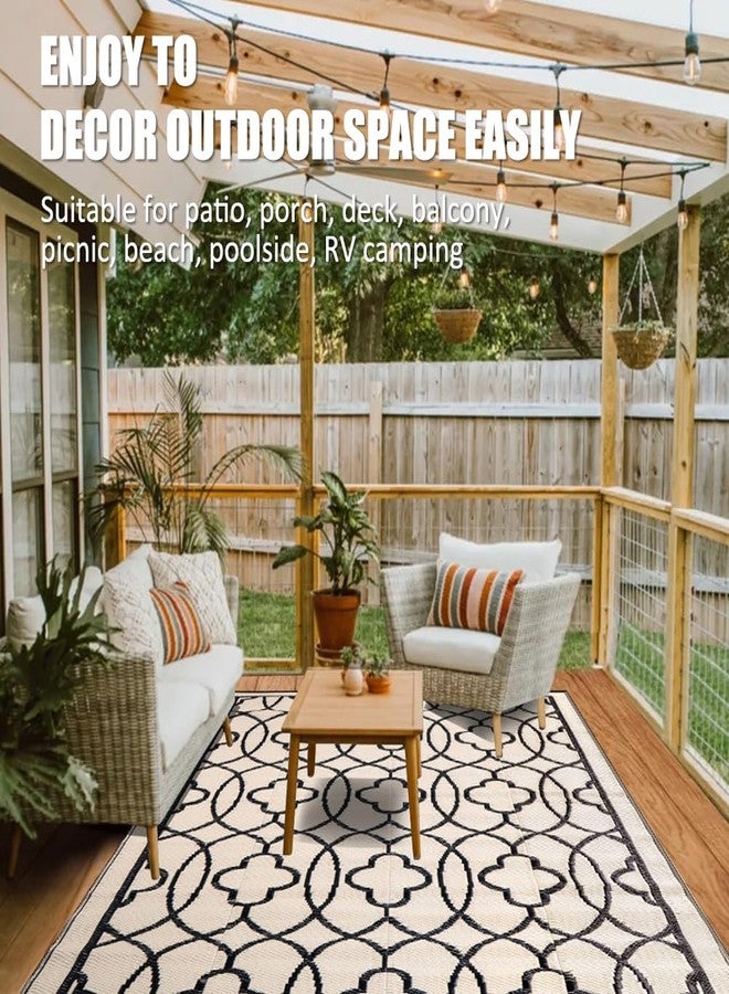 Pendolr Outdoor Rugs for Patio Clearance - 5'x8' Waterproof Reversible Indoor Outdoor Rug Carpet, Portable Outdoor Plastic Straw Rug for RV Camping, Picnic, Beach, Porch, Deck(01#, Navy&White) - Image 3