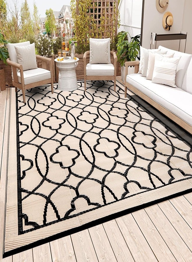Pendolr Outdoor Rugs for Patio Clearance - 5'x8' Waterproof Reversible Indoor Outdoor Rug Carpet, Portable Outdoor Plastic Straw Rug for RV Camping, Picnic, Beach, Porch, Deck(01#, Navy&White) - Image 1