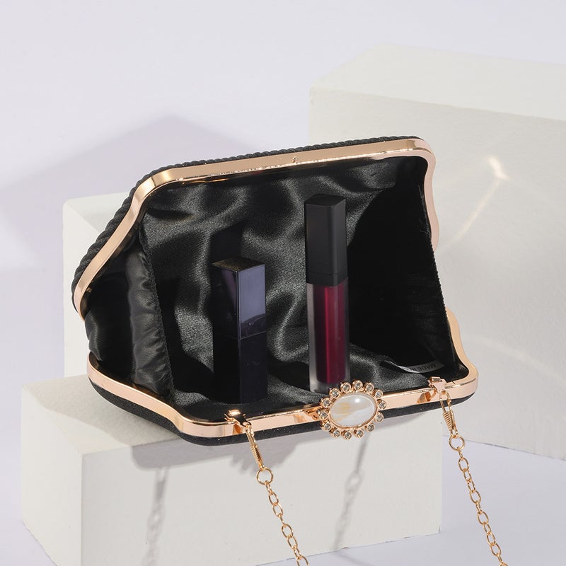Evening Bag Pleated Clutch Bag Evening Bag Ladies Banquet Shoulder Diagonal Bag Thin Flash Chain Bag Factory - Image 3