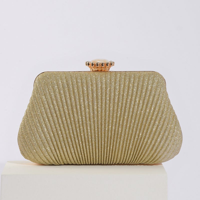 Evening Bag Pleated Clutch Bag Evening Bag Ladies Banquet Shoulder Diagonal Bag Thin Flash Chain Bag Factory - Image 1