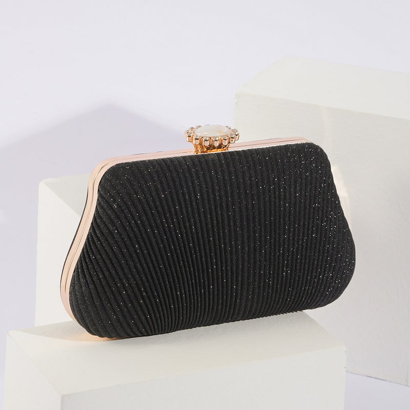 Evening Bag Pleated Clutch Bag Evening Bag Ladies Banquet Shoulder Diagonal Bag Thin Flash Chain Bag Factory - Image 5
