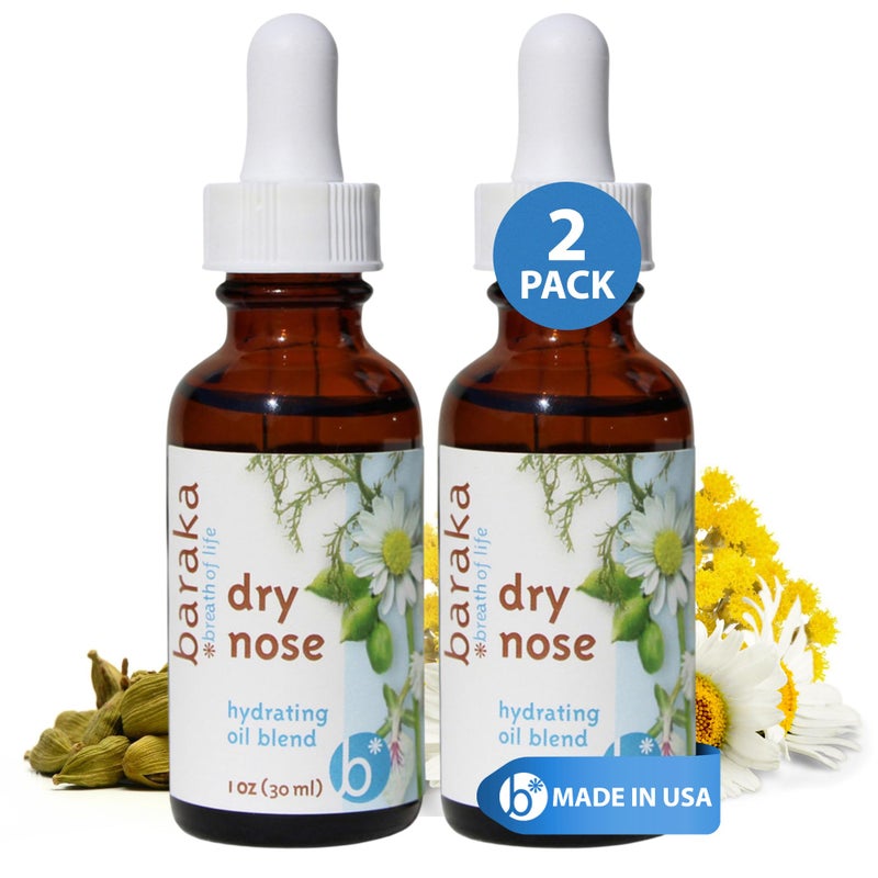 Baraka Dry Nose Nasal Oil Hydrating Nose Moisturizer for Dry Nasal Passages Organic Essential Oils Cardamom Everlast German Roman Chamomile in Sesame Oil Base 2Pack 1oz Dropper Bottle - Image 3
