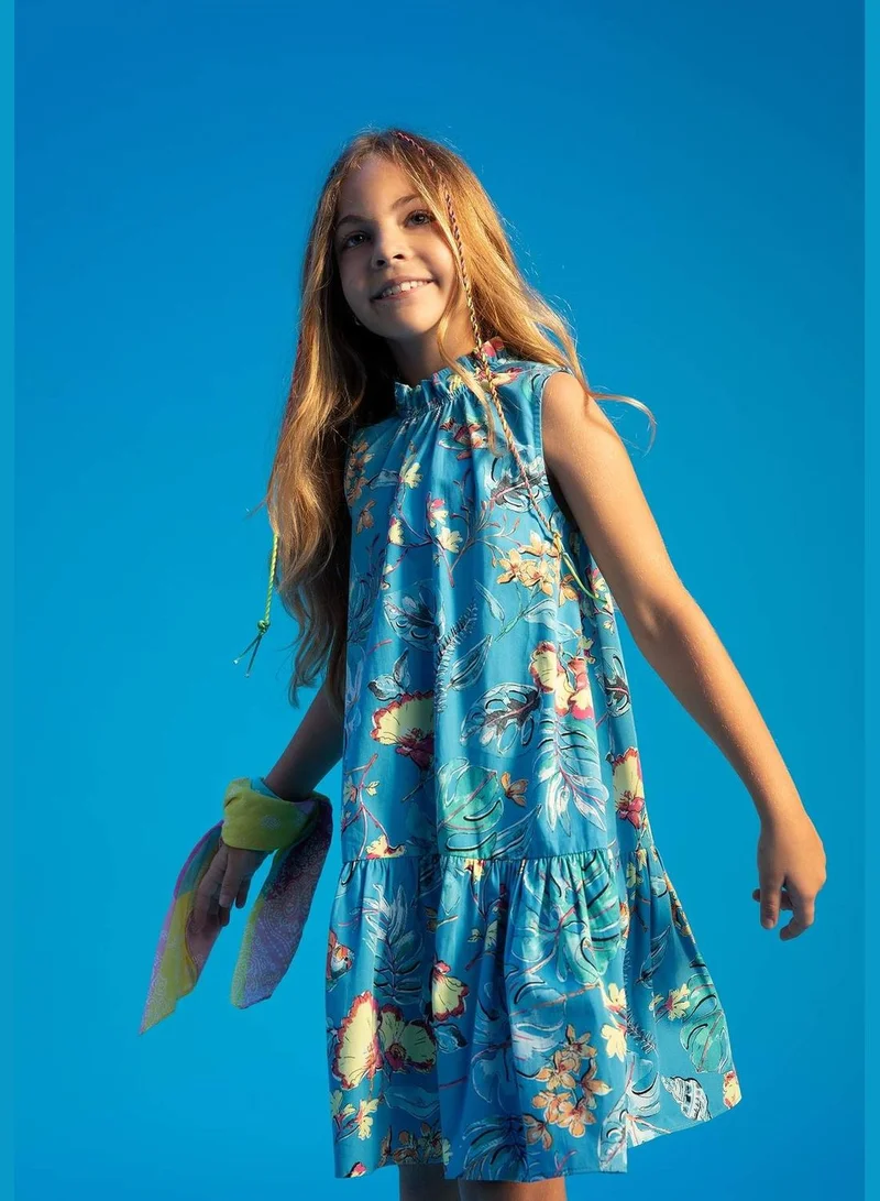 ديفاكتو فستان قصير بلا أكمام بنقشة زهور