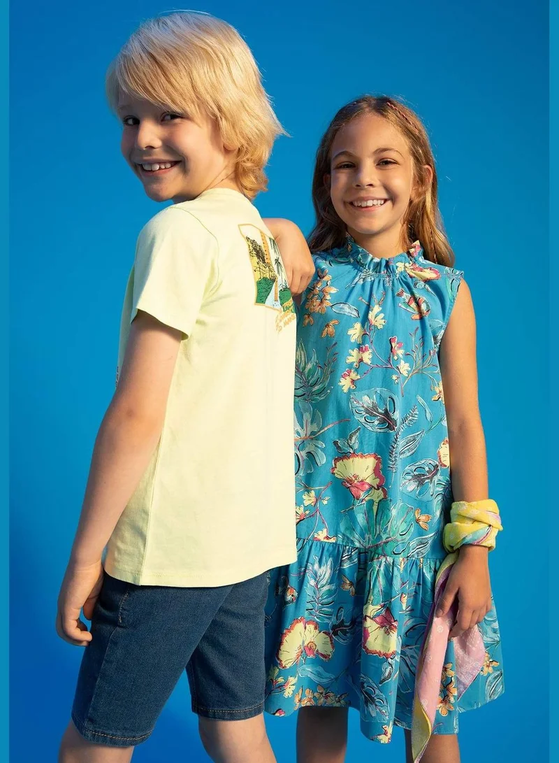 ديفاكتو فستان قصير بلا أكمام بنقشة زهور