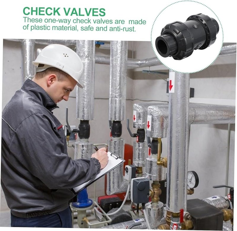 صمام فحص أحادي الاتجاه من البولي فينيل كلوريد، صمام عدم رجوع لمنع التدفق العكسي، سريع التوصيل للسوائل والمياه والزيوت، باللون الرمادي الداكن - Image 4