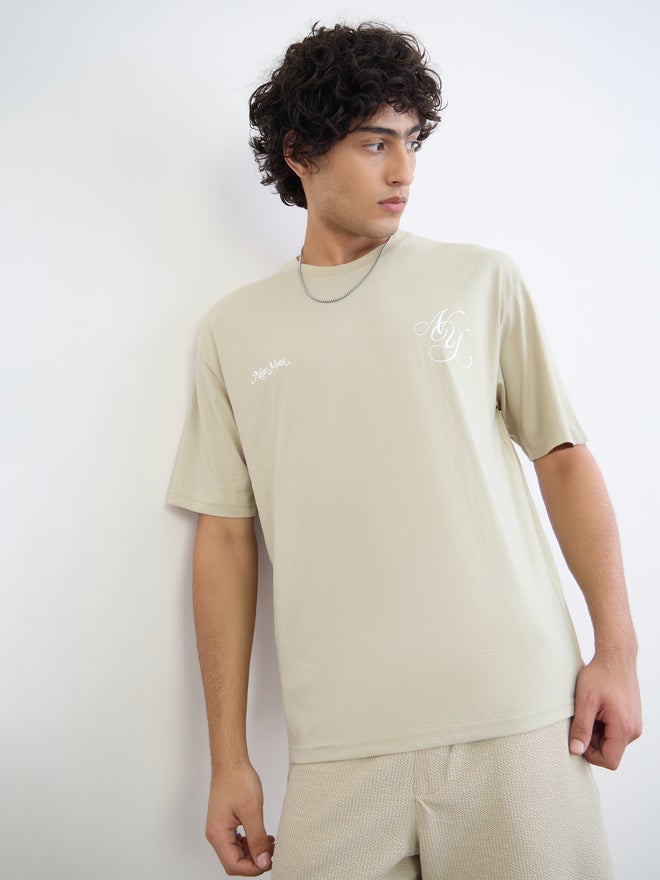 Styli Men Graphic Print Oversized Jersey T-Shirt - Image 1