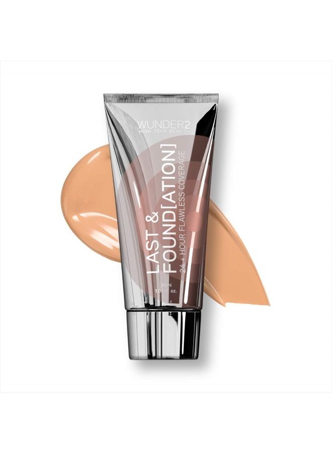 Wunder2 Last Foundation Makeup 24+ Hour Liquid Full Coverage Waterproof with Hyaluronic Acid, Nude Color - Image 1