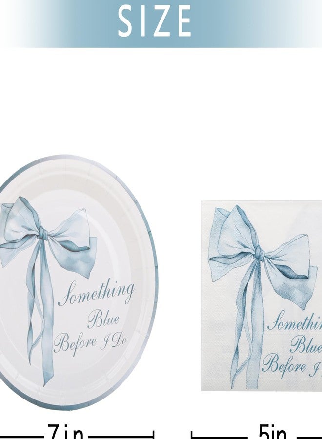 Pandecor Something Blue Before I Do Bridal Shower Party Disposable Set,20 Pieces 7 inches Cake Dessert Plates and 20 Pieces 5 inches Cocktail Napkins for Bathroom Bridal Shower Bachelorette Party Decorations - Image 5
