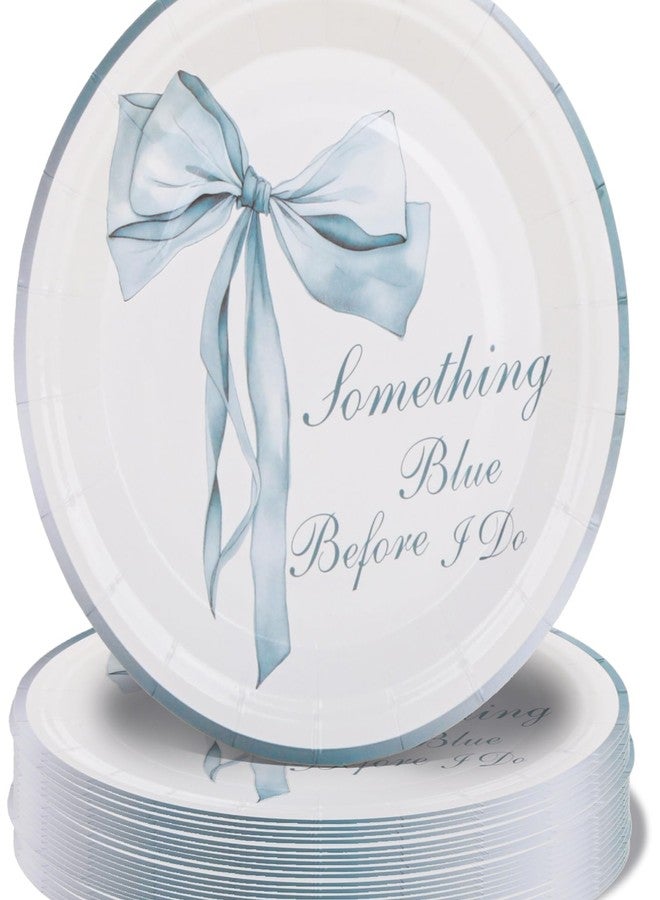 Pandecor Something Blue Before I Do Bridal Shower Party Disposable Set,20 Pieces 7 inches Cake Dessert Plates and 20 Pieces 5 inches Cocktail Napkins for Bathroom Bridal Shower Bachelorette Party Decorations - Image 2