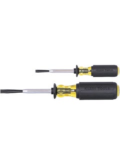 Klein Tools 85153K Slotted Screw Holding Screwdriver Set 3 16 Inch 1 4 Inch Split Blade Flat Head Driver Positive Gripping Action 2 Piece  - Image 1