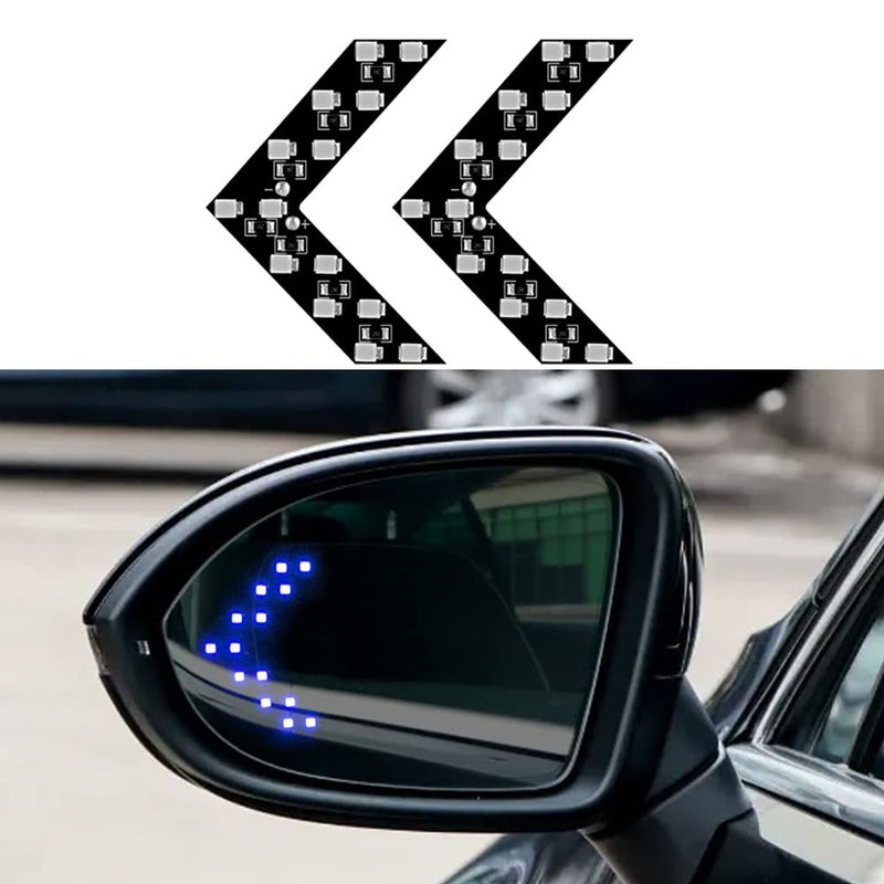 OtpOutopa 2PCS 14-SMD LED Arrow Panel Lights, Auto Parts Concealed LED Marker Clearance Light for Car Rearview Mirror Indicator Turn Signal Sequential Light Bulb Motorcycle Tail Lights (Blue) - Image 1