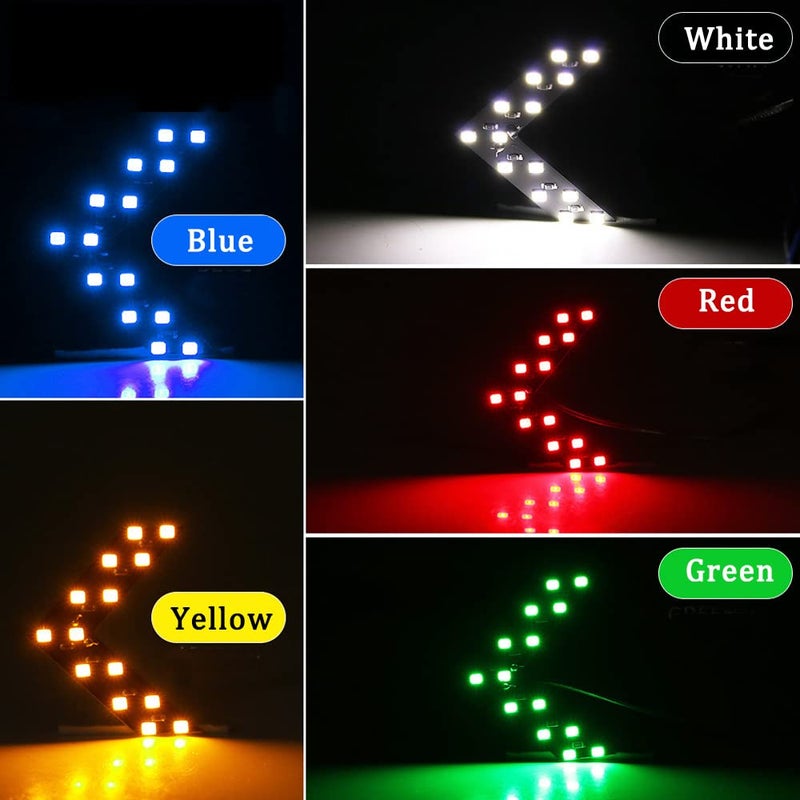 OtpOutopa 2PCS 14-SMD LED Arrow Panel Lights, Auto Parts Concealed LED Marker Clearance Light for Car Rearview Mirror Indicator Turn Signal Sequential Light Bulb Motorcycle Tail Lights (Blue) - Image 5