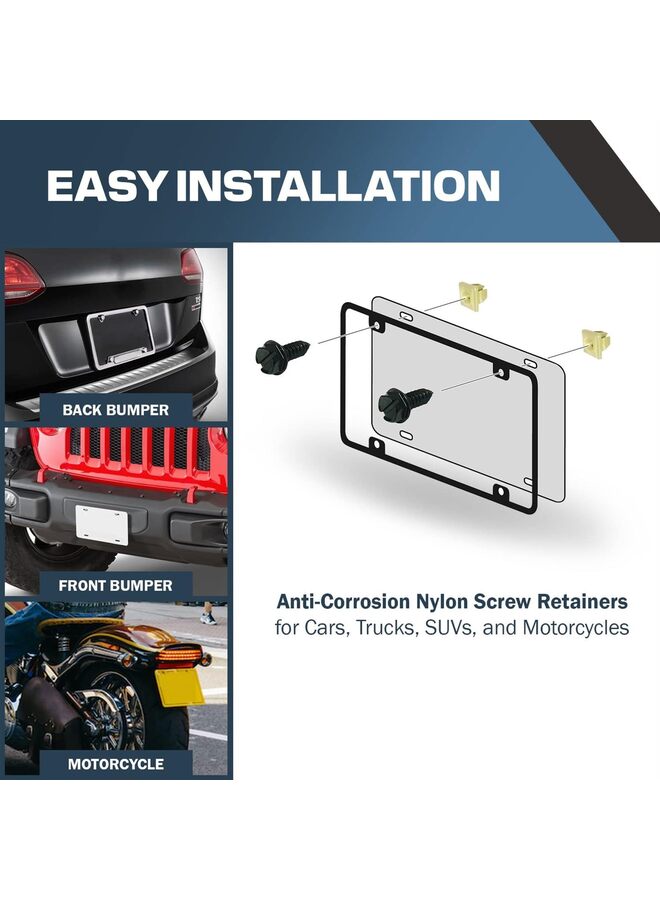 License Plate Screw Inserts – Set of 4 Nylon Retaining Nuts for License Plate Screws - Front and Back License Plate Nut Bracket Clip Fasteners for Cars, Trucks, SUVs, Motorcycles - Image 2
