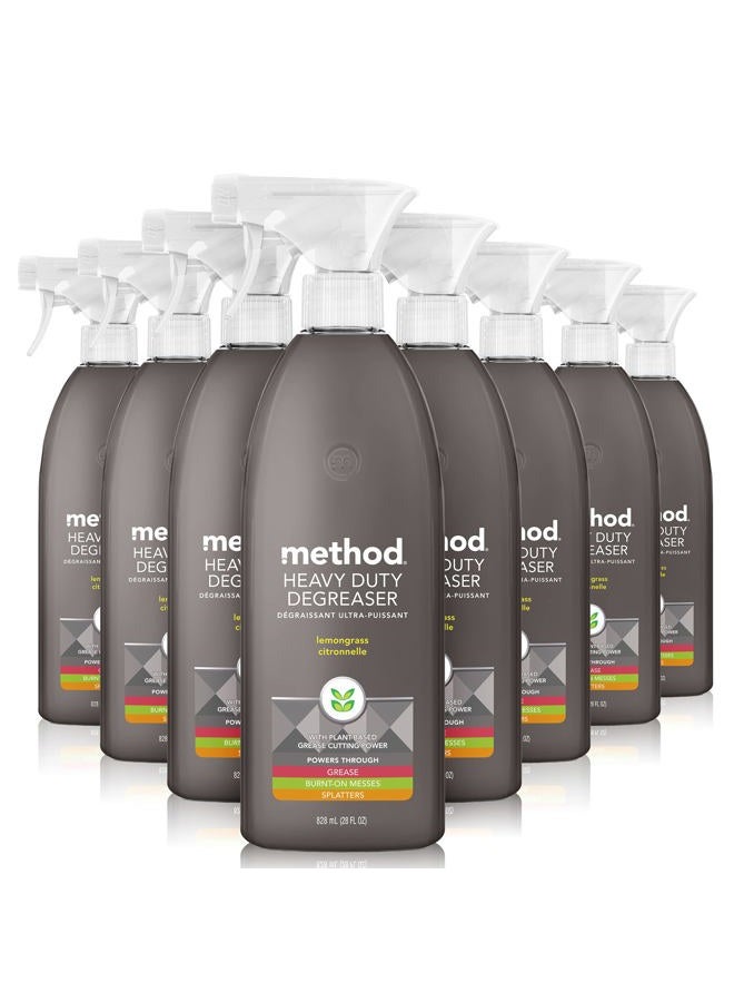Method Heavy Duty Degreaser, Lemongrass Scent, Oven Cleaner & Stove Top Cleaner, 28 Oz Spray Bottles (Pack of 8) - Image 1