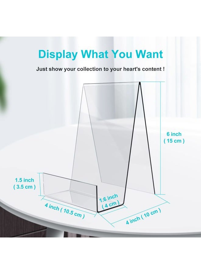 Evarne Acrylic Book Stand with Ledge,4PC 6 Inch Clear Acrylic Display Easel Transparent Display Stand Holder Tablet Holder for Displaying Books,Magazine,Plate,Pictures,Artworks, CDs - Image 2