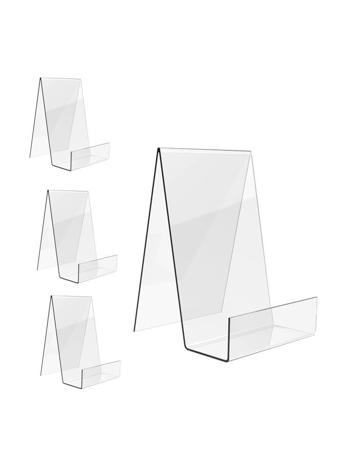Evarne Acrylic Book Stand with Ledge,4PC 6 Inch Clear Acrylic Display Easel Transparent Display Stand Holder Tablet Holder for Displaying Books,Magazine,Plate,Pictures,Artworks, CDs - Image 1