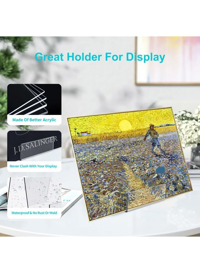 Evarne Acrylic Book Stand with Ledge,4PC 6 Inch Clear Acrylic Display Easel Transparent Display Stand Holder Tablet Holder for Displaying Books,Magazine,Plate,Pictures,Artworks, CDs - Image 4