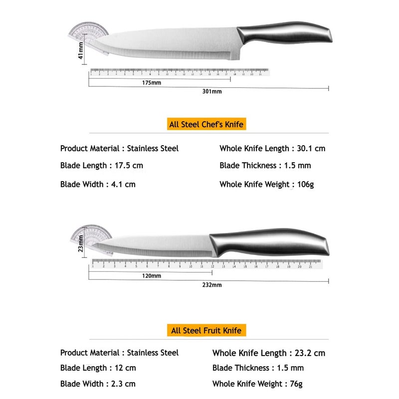HEXONIQ Professional Kitchen 12 Chef 9 Paring Knife High Carbon Stainless Steel Ultra Sharp Cooking Knife with Ergonomic NonSlip Handle Rustproof Scratch Resistant Silver Pack of 2 - Image 2