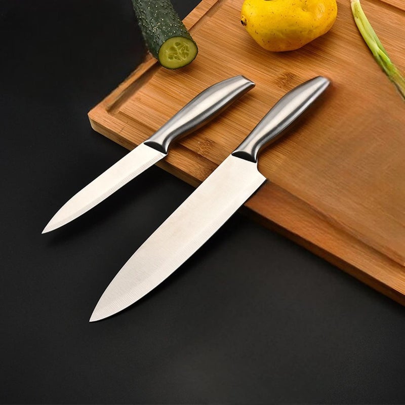 HEXONIQ Professional Kitchen 12 Chef 9 Paring Knife High Carbon Stainless Steel Ultra Sharp Cooking Knife with Ergonomic NonSlip Handle Rustproof Scratch Resistant Silver Pack of 2 - Image 3