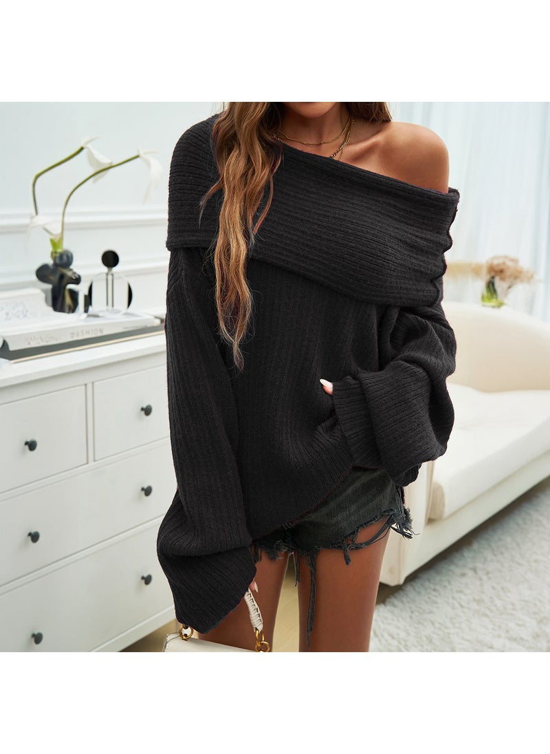 Generic - Elegant Loose Fit Solid Color Pullover Sweater brown - Image 1